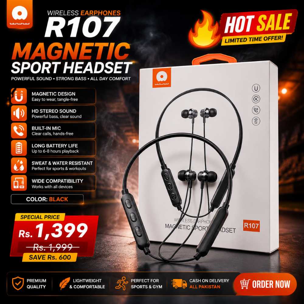 WUW R107 Magnetic Sport Headset Wireless Bluetooth Earphones